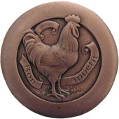  Fun in the Kitchen Collection 1-7/16'' Diameter Rooster Round Cabinet Knob in Antique Copper, 1-7/16'' Diameter x 7/8'' D