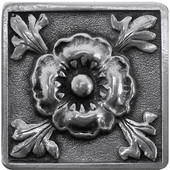  English Garden Collection 1-3/8'' Wide Poppy Square Cabinet Knob in Brilliant Pewter, 1-3/8'' W x 7/8'' D x 1-3/8'' H