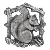 Woodland Collection 1-1/2'' Wide Grey Squirrel Left Side Cabinet Knob in Antique Pewter, 1-1/2'' W x 7/8'' D x 1-5/8'' H