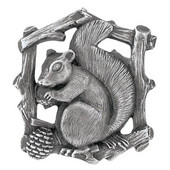  Woodland Collection 1-1/2'' Wide Grey Squirrel Right Side Cabinet Knob in Antique Pewter, 1-1/2'' W x 7/8'' D x 1-5/8'' H