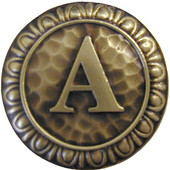  Initial Collection 1-3/8'' Diameter Initial A Round Cabinet Knob in Antique Brass, 1-3/8'' Diameter x 7/8'' D