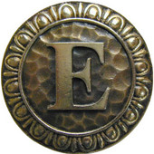  Initial Collection 1-3/8'' Diameter Initial E Round Cabinet Knob in Antique Brass, 1-3/8'' Diameter x 7/8'' D