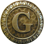  Initial Collection 1-3/8'' Diameter Initial G Round Cabinet Knob in Antique Brass, 1-3/8'' Diameter x 7/8'' D
