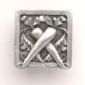  Kitchen Garden Collection 1-1/2'' Wide Leafy Carrot Square Cabinet Knob in Antique Pewter, 1-1/2'' W x 7/8'' D x 1-1/2'' H