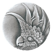  Tropical Collection 1-3/8'' Diameter Small Cockatoo Right Side Round Cabinet Knob in Antique Pewter, 1-3/8'' Diameter x 7/8'' D