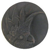  Tropical Collection 1-3/8'' Diameter Small Cockatoo Left Side Round Cabinet Knob in Dark Brass, 1-3/8'' Diameter x 7/8'' D