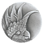  Tropical Collection 2'' Diameter Large Cockatoo Left Side Round Cabinet Knob in Antique Pewter, 2'' Diameter x 7/8'' D