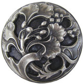  Florals & Leaves Collection 1-3/8'' Diameter Florid Leaves Round Cabinet Knob in Antique Pewter, 1-3/8'' Diameter x 7/8'' D