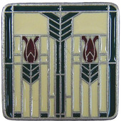 Period Pieces Collection 1-1/4'' Wide Prairie Tulips Square Cabinet Knob in Enameled Antique Pewter and Evergreen, 1-1/4'' W x 7/8'' D x 1-1/4'' H