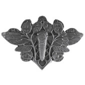  Period Pieces Collection 2'' Wide Cicada on Leaves Cabinet Knob in Antique Pewter, 2'' W x 7/8'' D x 1-3/8'' H