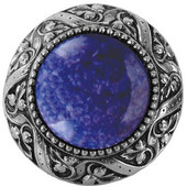  Jewels Collection 1-5/16'' Diameter Victorian Jewel Round Cabinet Knob in Brite Nickel with Blue Sodalite Natural Stone, 1-5/16'' Diameter x 1-1/4'' D