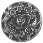  Florals & Leaves Collection 1-1/16'' Diameter Saratoga Rose Round Cabinet Knob in Antique Pewter, 1-1/16'' Diameter x 7/8'' D