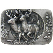  Lodge & Nature Collection 1-1/2'' Wide Bucks on the Run Rectangle Cabinet Knob in Antique Pewter, 1-1/2'' W x 7/8'' D x 1'' H