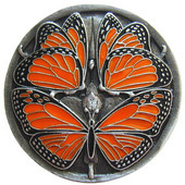 Period Pieces Collection 1-3/8'' Diameter Monarch Butterflies Round Cabinet Knob in Enameled Antique Pewter, 1-3/8'' Diameter x 7/8'' D