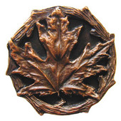  Woodland Collection 1-1/4'' Diameter Maple Leaf Round Cabinet Knob in Antique Copper, 1-1/4'' Diameter x 7/8'' D