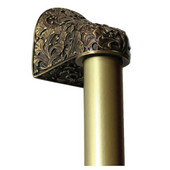  Florals & Leaves Collection 12'' Wide Florid Leaves Plain Bar Appliance Pull in Antique Brass, 12'' W x 2-1/2'' D x 2-1/8'' H