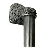  Florals & Leaves Collection 12'' Wide Florid Leaves Fluted Bar Appliance Pull in Antique Pewter, 12'' W x 2-1/2'' D x 2-1/8'' H