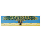 Tropical Collection 4'' Wide Royal Palm/Periwinkle (Horizontal) Cabinet Pull in Enameled Antique Brass, 4'' W x 7/8'' D x 1'' H