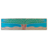  Tropical Collection 4'' Wide Royal Palm/Turquoise (Horizontal) Cabinet Pull in Enameled Brilliant Pewter, 4'' W x 7/8'' D x 1'' H