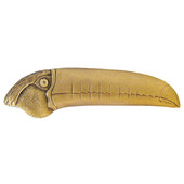  Tropical Collection 4-3/8'' Wide Toucan (Left Side) Cabinet Pull in Antique Brass, 4-3/8'' W x 7/8'' D x 1-1/4'' H