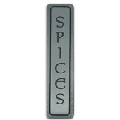  Kitchen ID Collection 4'' Wide (Vertical) ''Spices'' Cabinet Pull in Antique Pewter, 4'' W x 7/8'' D x 7/8'' H