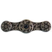  Jewels Collection 3-7/8'' Wide Jeweled Lily Cabinet Pull in Antique Brass with Onyx Natural Stone Center, 3-7/8'' W x 7/8'' D x 1-1/16'' H