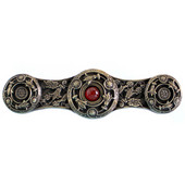  Jewels Collection 3-7/8'' Wide Jeweled Lily Cabinet Pull in Antique Brass with Red Carnelian Natural Stone Center, 3-7/8'' W x 7/8'' D x 1-1/16'' H