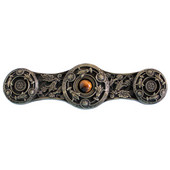  Jewels Collection 3-7/8'' Wide Jeweled Lily Cabinet Pull in Antique Brass with Tiger Eye Natural Stone Center, 3-7/8'' W x 7/8'' D x 1-1/16'' H