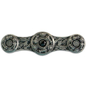  Jewels Collection 3-7/8'' Wide Jeweled Lily Cabinet Pull in Antique Pewter with Onyx Natural Stone Center, 3-7/8'' W x 7/8'' D x 1-1/16'' H