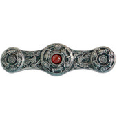  Jewels Collection 3-7/8'' Wide Jeweled Lily Cabinet Pull in Antique Pewter with Red Carnelian Natural Stone Center, 3-7/8'' W x 7/8'' D x 1-1/16'' H