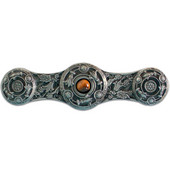  Jewels Collection 3-7/8'' Wide Jeweled Lily Cabinet Pull in Antique Pewter with Tiger Eye Natural Stone Center, 3-7/8'' W x 7/8'' D x 1-1/16'' H