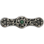  Jewels Collection 3-7/8'' Wide Jeweled Lily Cabinet Pull in Brite Nickel with Green Aventurine Natural Stone Center, 3-7/8'' W x 7/8'' D x 1-1/16'' H