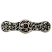  Jewels Collection 3-7/8'' Wide Jeweled Lily Cabinet Pull in Brite Nickel with Red Carnelian Natural Stone Center, 3-7/8'' W x 7/8'' D x 1-1/16'' H