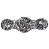  Florals & Leaves Collection 4'' Wide Florid Leaves Cabinet Pull in Antique Pewter, 4'' W x 7/8'' D x 1-1/4'' H