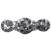  Florals & Leaves Collection 4'' Wide Florid Leaves Cabinet Pull in Satin Nickel, 4'' W x 7/8'' D x 1-1/4'' H