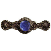  Jewels Collection 3-7/8'' Wide Victorian Jewel Cabinet Pull in Antique Brass with Blue Sodalite Natural Stone, 3-7/8'' W x 1-1/4'' D x 1-1/4'' H
