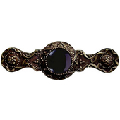  Jewels Collection 3-7/8'' Wide Victorian Jewel Cabinet Pull in Antique Brass with Onyx Natural Stone, 3-7/8'' W x 1-1/4'' D x 1-1/4'' H