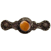  Jewels Collection 3-7/8'' Wide Victorian Jewel Cabinet Pull in Antique Brass with Tiger Eye Natural Stone, 3-7/8'' W x 1-1/4'' D x 1-1/4'' H
