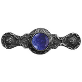  Jewels Collection 3-7/8'' Wide Victorian Jewel Cabinet Pull in Antique Pewter with Blue Sodalite Natural Stone, 3-7/8'' W x 1-1/4'' D x 1-1/4'' H