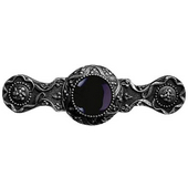  Jewels Collection 3-7/8'' Wide Victorian Jewel Cabinet Pull in Antique Pewter with Onyx Natural Stone, 3-7/8'' W x 1-1/4'' D x 1-1/4'' H