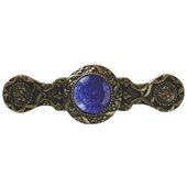  Jewels Collection 3-7/8'' Wide Victorian Jewel Cabinet Pull in Brite Brass with Blue Sodalite Natural Stone, 3-7/8'' W x 1-1/4'' D x 1-1/4'' H