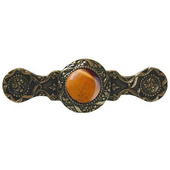  Jewels Collection 3-7/8'' Wide Victorian Jewel Cabinet Pull in Brite Brass with Tiger Eye Natural Stone, 3-7/8'' W x 1-1/4'' D x 1-1/4'' H