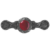  Jewels Collection 3-7/8'' Wide Victorian Jewel Cabinet Pull in Brite Nickel with Red Carnelian Natural Stone, 3-7/8'' W x 1-1/4'' D x 1-1/4'' H