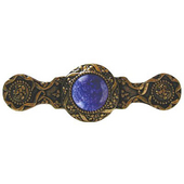  Jewels Collection 3-7/8'' Wide Victorian Jewel Cabinet Pull in 24K Gold Plate with Blue Sodalite Natural Stone, 3-7/8'' W x 1-1/4'' D x 1-1/4'' H