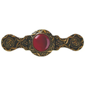  Jewels Collection 3-7/8'' Wide Victorian Jewel Cabinet Pull in 24K Gold Plate with Red Carnelian Natural Stone, 3-7/8'' W x 1-1/4'' D x 1-1/4'' H