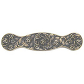  Florals & Leaves Collection 4'' Wide Saratoga Rose Cabinet Pull in Antique Brass, 4'' W x 7/8'' D x 7/8'' H