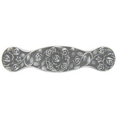  Florals & Leaves Collection 4'' Wide Saratoga Rose Cabinet Pull in Antique Pewter, 4'' W x 7/8'' D x 7/8'' H