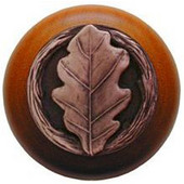  Leaves Collection 1-1/2'' Diameter Oak Leaf Cherry Wood Round Knob in Antique Copper, 1-1/2'' Diameter x 1-1/8'' D