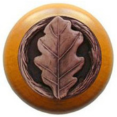  Leaves Collection 1-1/2'' Diameter Oak Leaf Maple Wood Round Knob in Antique Copper, 1-1/2'' Diameter x 1-1/8'' D