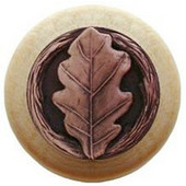  Leaves Collection 1-1/2'' Diameter Oak Leaf Natural Wood Round Knob in Antique Copper, 1-1/2'' Diameter x 1-1/8'' D